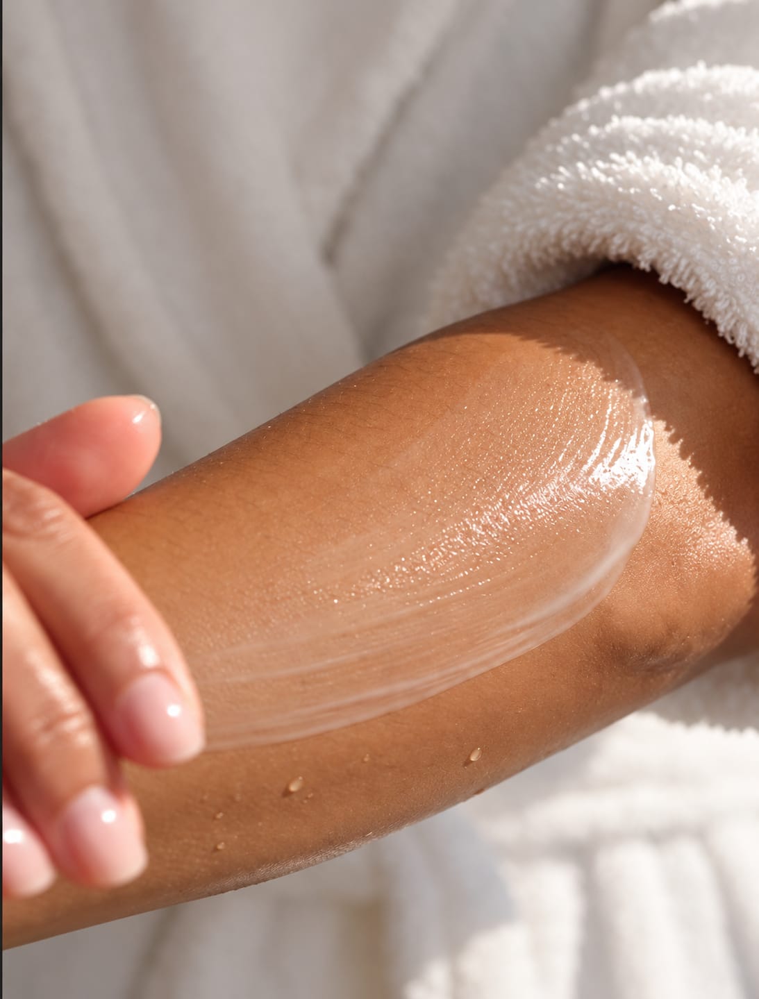 Glow Lotion smoothed onto damp skin
